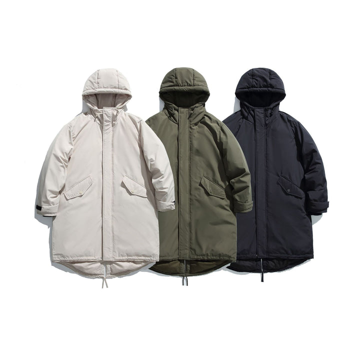 Men's Long Insulated Functional Parka with Stand-Up Collar and Drawstring Hem Mune Fashion