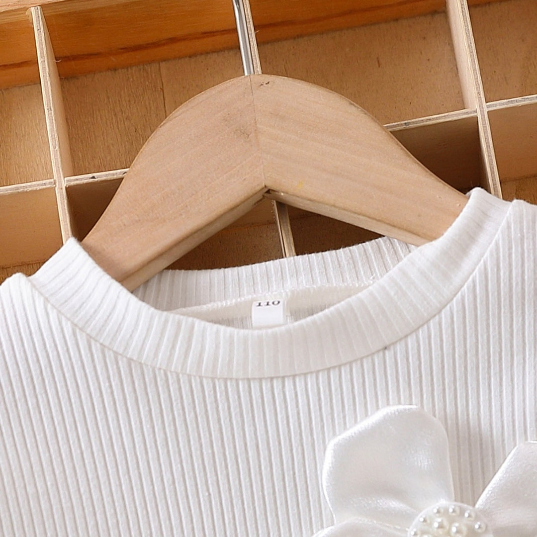 Girls fashionable blouse with transparent puff sleeves and floral accents Mune Fashion