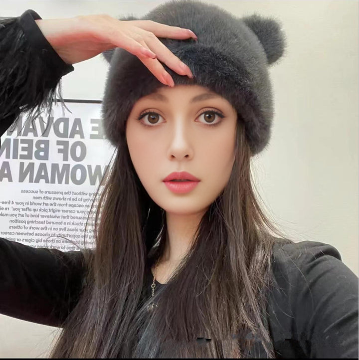 Ladies Cozy Hat with Bear Ears made of high-quality Faux Fur Mune Fashion