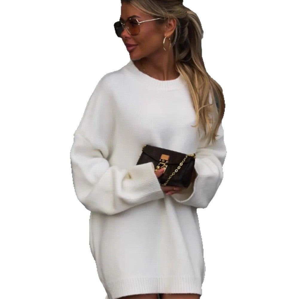 Women Oversized Knit Sweater with Loose Fit and Extended Hem Mune Fashion