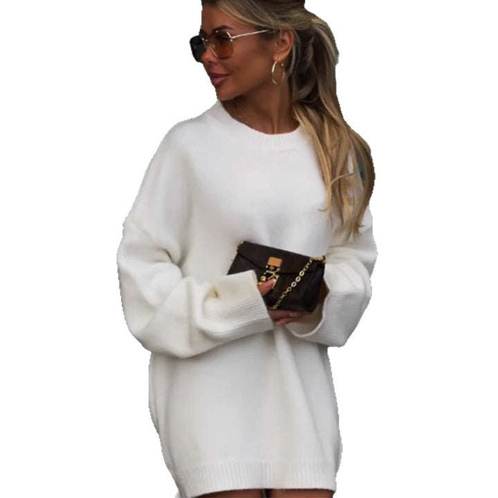 Women Oversized Knit Sweater with Loose Fit and Extended Hem Mune Fashion