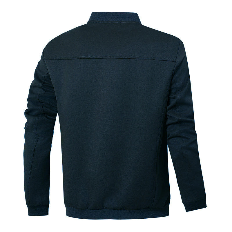 Men's varsity bomber jacket in canvas mix with snap button placket and ribbed cuffs Mune Fashion