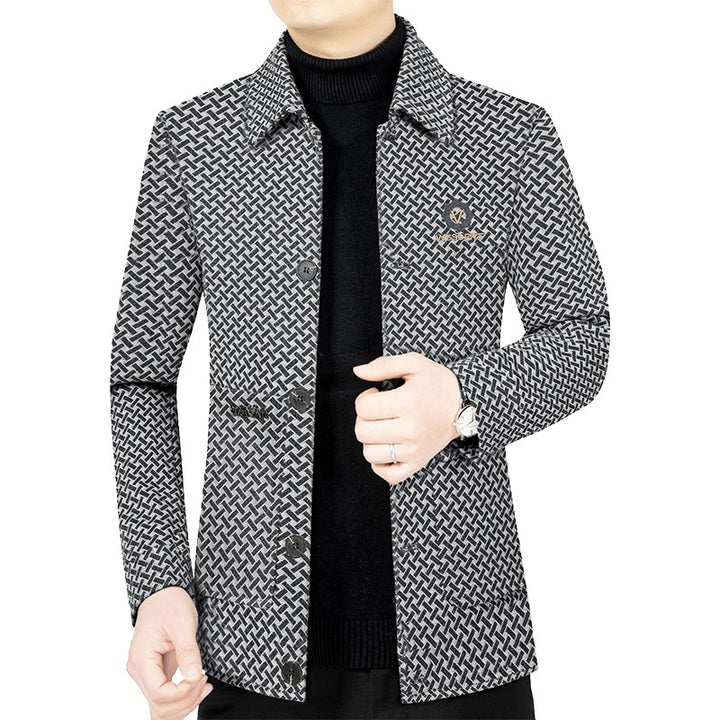 Men's light patterned shirt jacket in a structured pattern with single-breasted button placket Mune Fashion