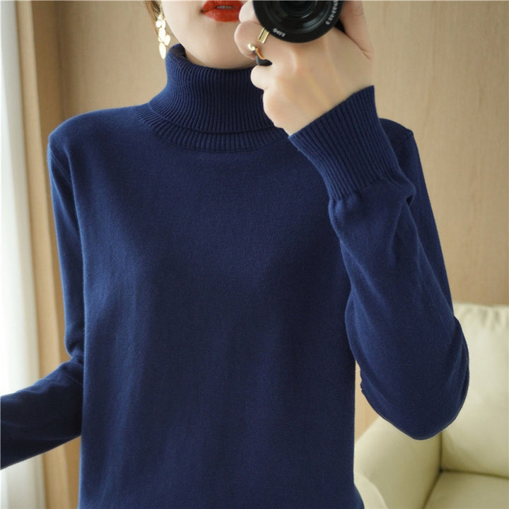 Women Minimalist Fine Knit Turtleneck with High Ribbed Collar and Slim Fit Mune Fashion