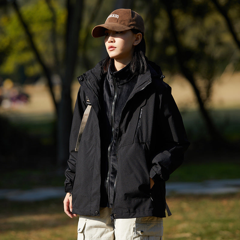 Women's two-layer softshell outdoor jacket with removable fleece inner layer and hood Mune Fashion