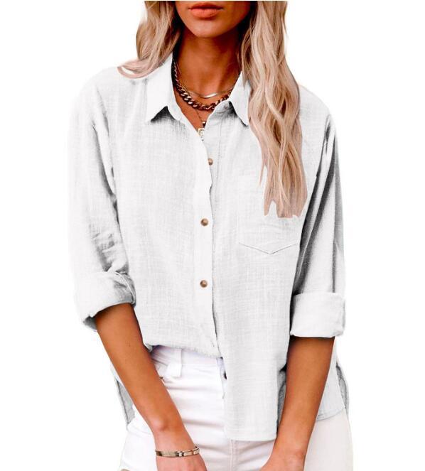Women's Casual Linen Blouse with Short Sleeves and Button Details Mune