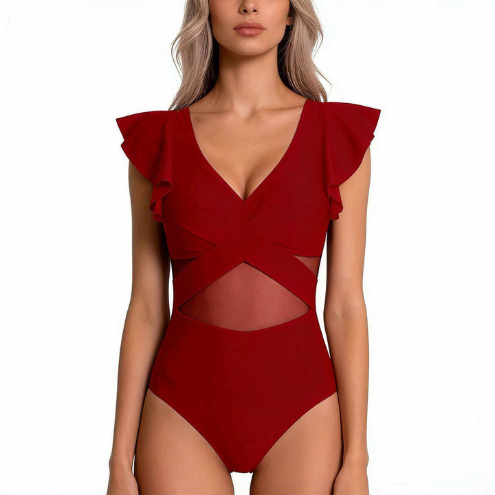 Women Elegant Swimsuit with Interwoven Mesh Details Mune Fashion