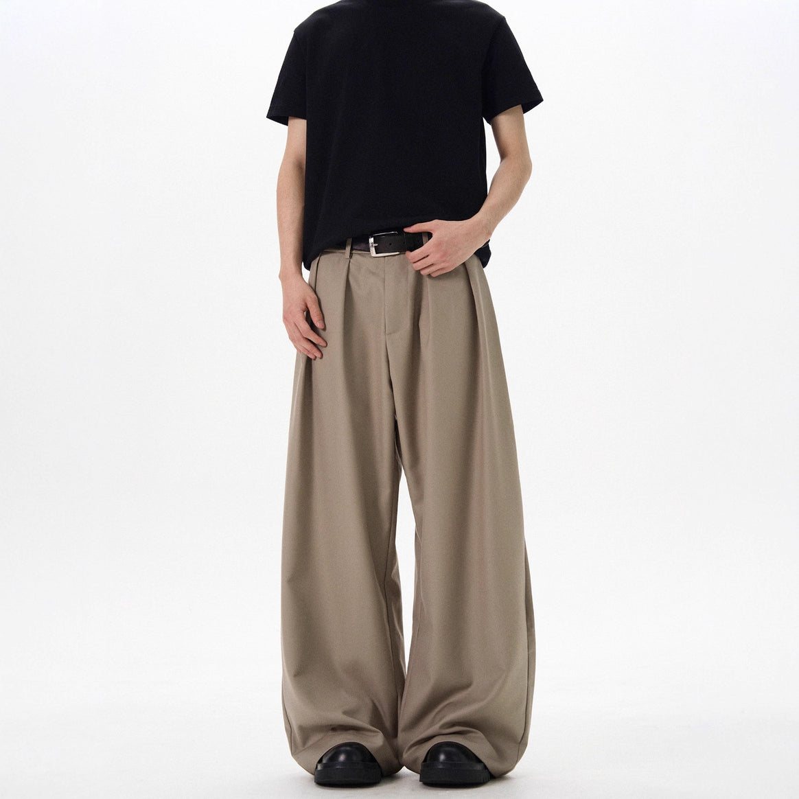 Men's Elegant Wide-Cut Fabric Trousers Mune Fashion