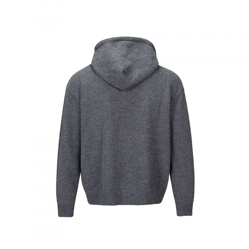 Unisex thick knit hoodie cardigan with continuous button placket and ribbed cuffs Mune Fashion