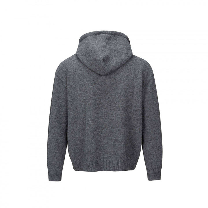Unisex thick knit hoodie cardigan with continuous button placket and ribbed cuffs Mune Fashion