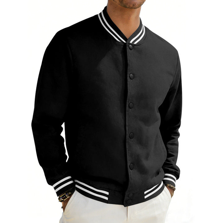 Men's varsity bomber jacket made of sweat with striped ribbed collar Mune Fashion
