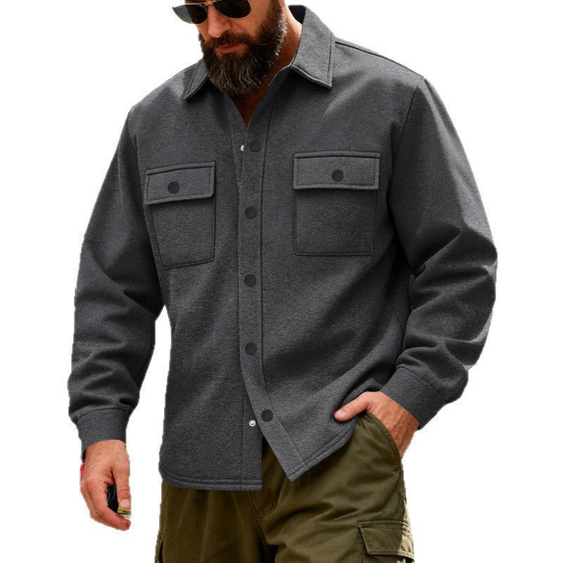 Men's nan overshirt jacket made of sturdy cotton blend with snap button placket, patch chest pockets, and relaxed silhouette Mune Fashion