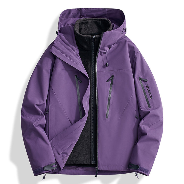 Men's two-in-one softshell outdoor jacket with detachable fleece inner jacket and waterproof zippers Mune Fashion