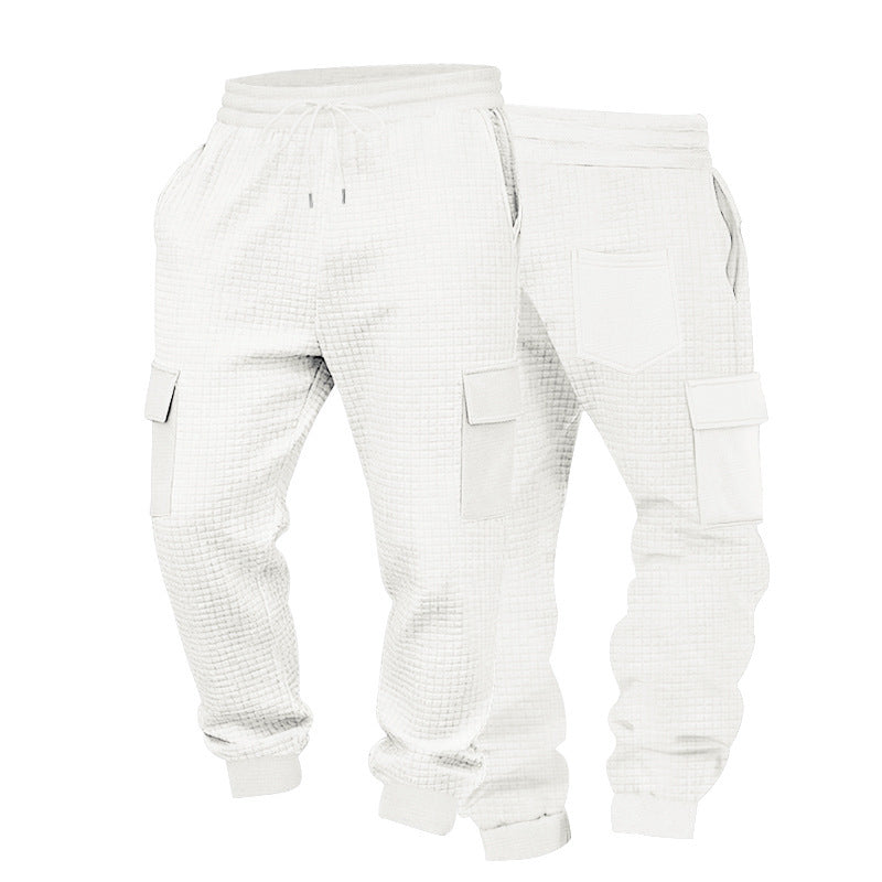 Men's cargo jogging pants made of waffle texture with drawstring and cuffs Mune Fashion