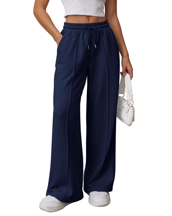 Women nan High-Waist Relax leisure pants with double ribbed waistband, visible crease and wide leg Mune Fashion