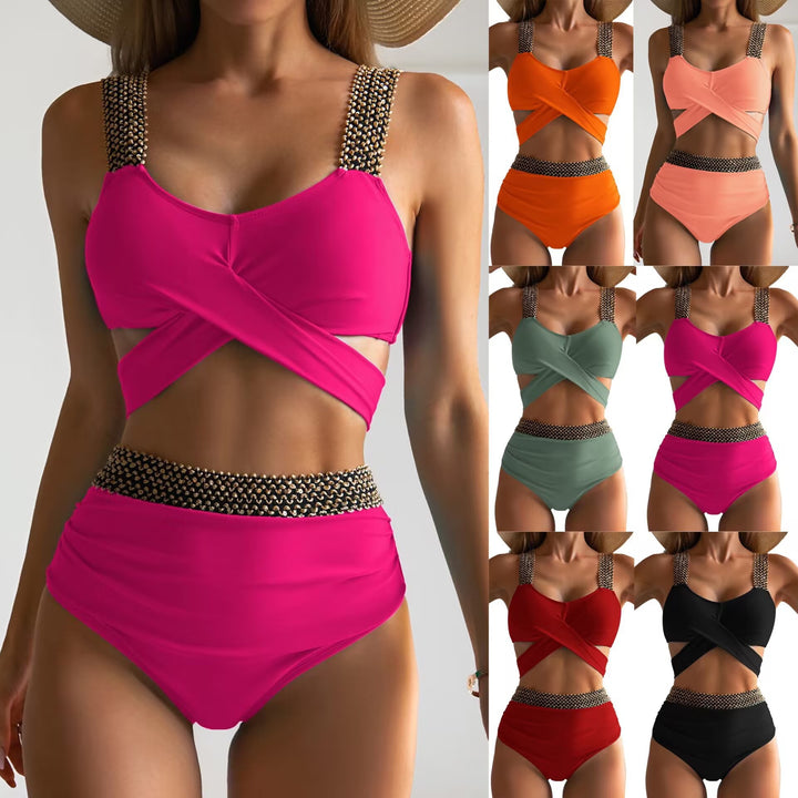 Women's High-Waisted Bikini Set with Stylish Wrap Top Mune Fashion