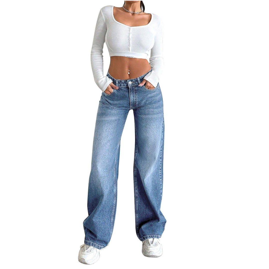 Women High-Waist Wide-Jeans with Paperbag Waist Mune Fashion