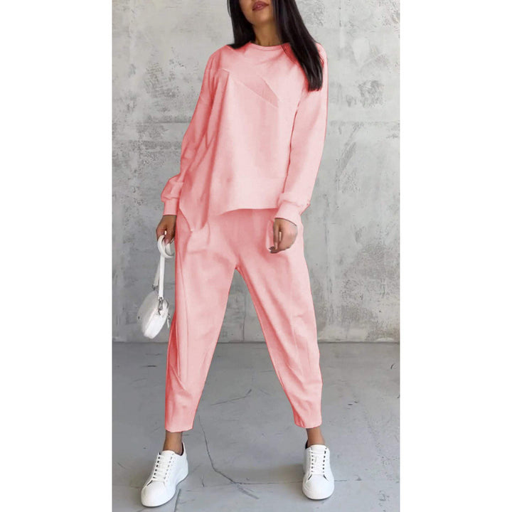 Women's Casual Two-Piece Lounge Set with Oversize Sweatshirt and Tailored Tapered Pants Mune Fashion