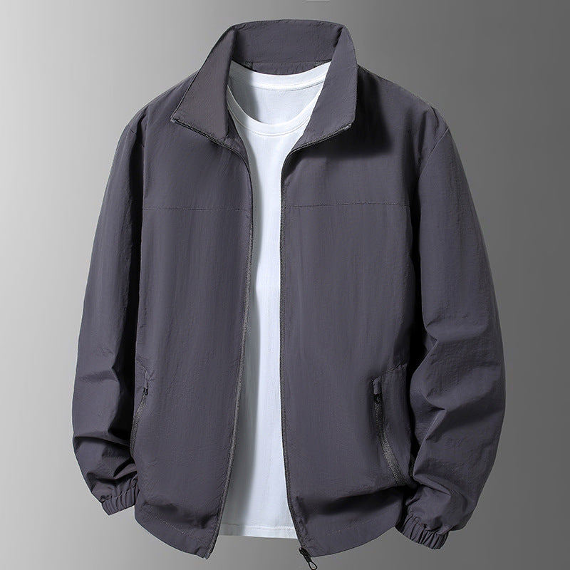 Men's Lightweight Transitional Jacket with High Collar and Practical Pockets Mune Fashion