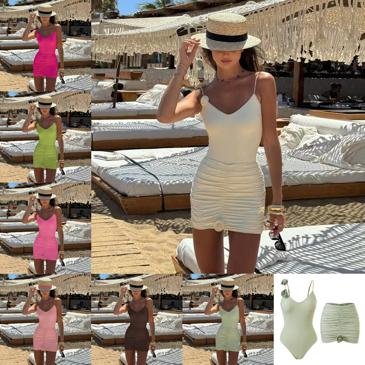 Ladies elegant wrap swimsuit with playful ruffles Mune Fashion