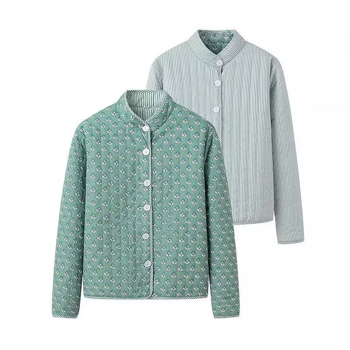 Ladies Lightweight Cotton Blouse with Standing Collar, Full Button Placket and Allover Print Mune Fashion