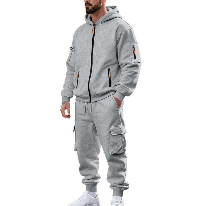 Men's nano urban functional cargo sweat set with hoodie, zippered pockets, and tapered cargo jogger Mune Fashion