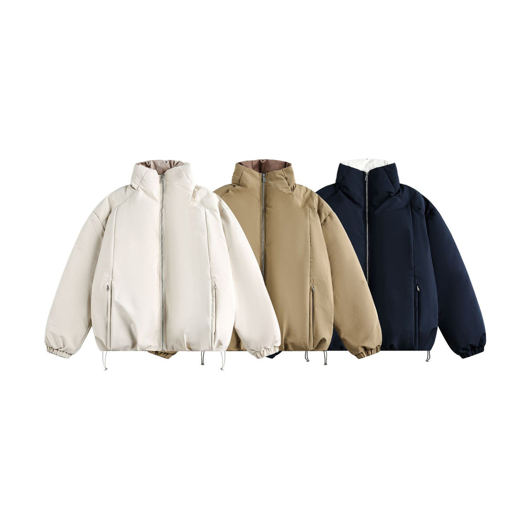 Men's short parka with high stand-up collar, padded thermal insulation and drawstring Mune Fashion