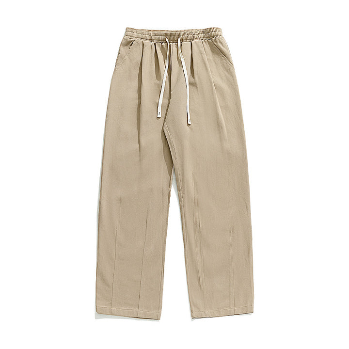 Unisex Locker cut cotton-linen casual pants with elastic drawstring waistband and side pockets Mune Fashion