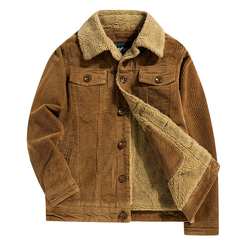 Men's fine cord trucker jacket with cozy Sherpa lining and chest pockets Mune Fashion