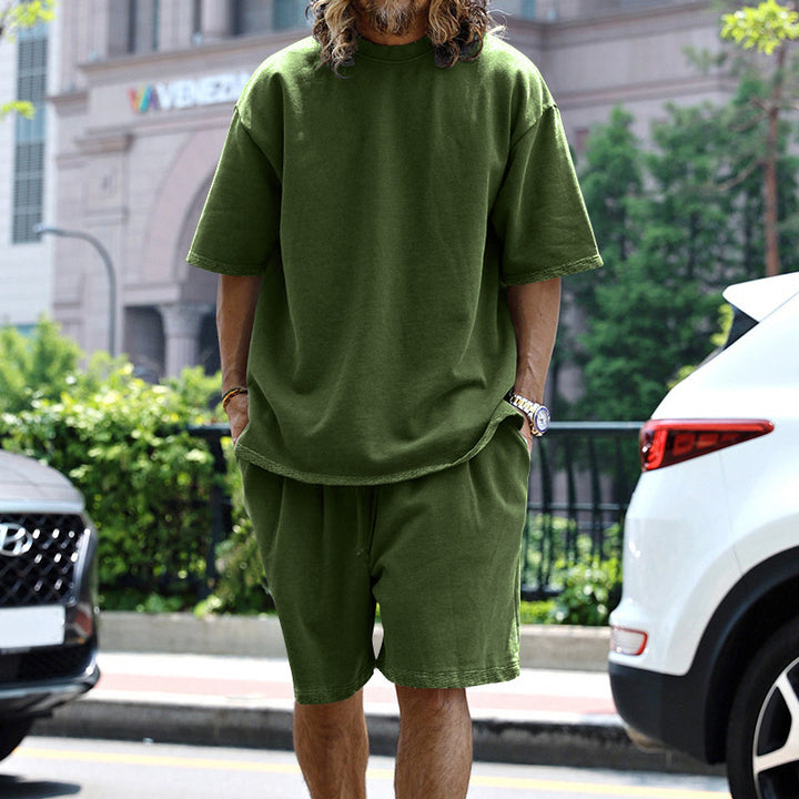 Men's oversized loungewear set with boxy shirt, drawstring shorts, and soft cotton blend Mune Fashion