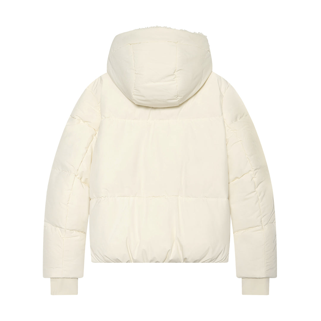 Women's Short Quilted Padded Jacket with Teddy Lined Hood Mune Fashion