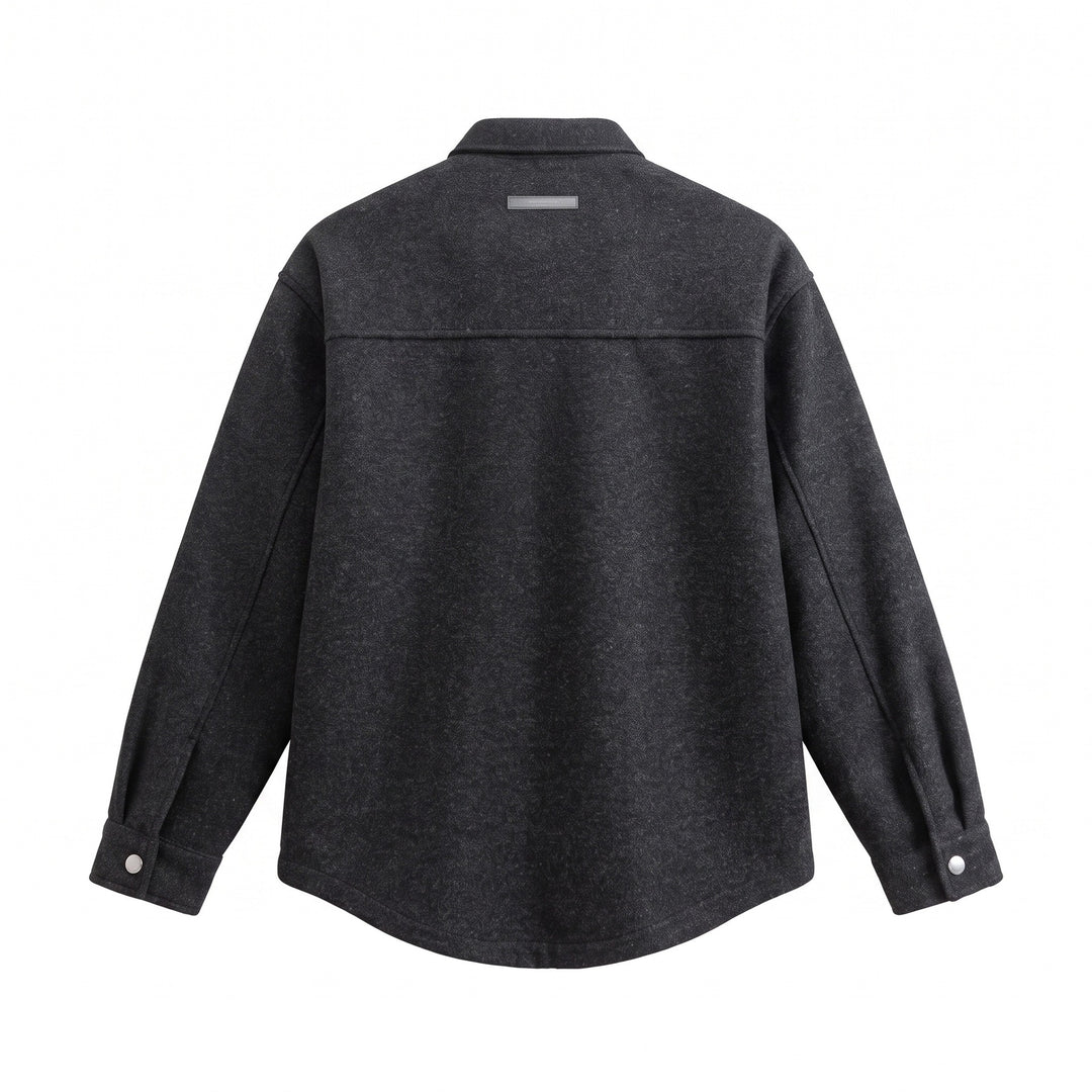 Men's Wool Blend Overshirt in Shirt Jacket Style with Snap Button Front and Flap Pocket Mune Fashion