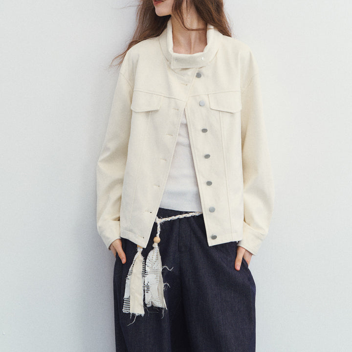 Women's Fashionable Transitional Jacket with High Neck Mune Fashion