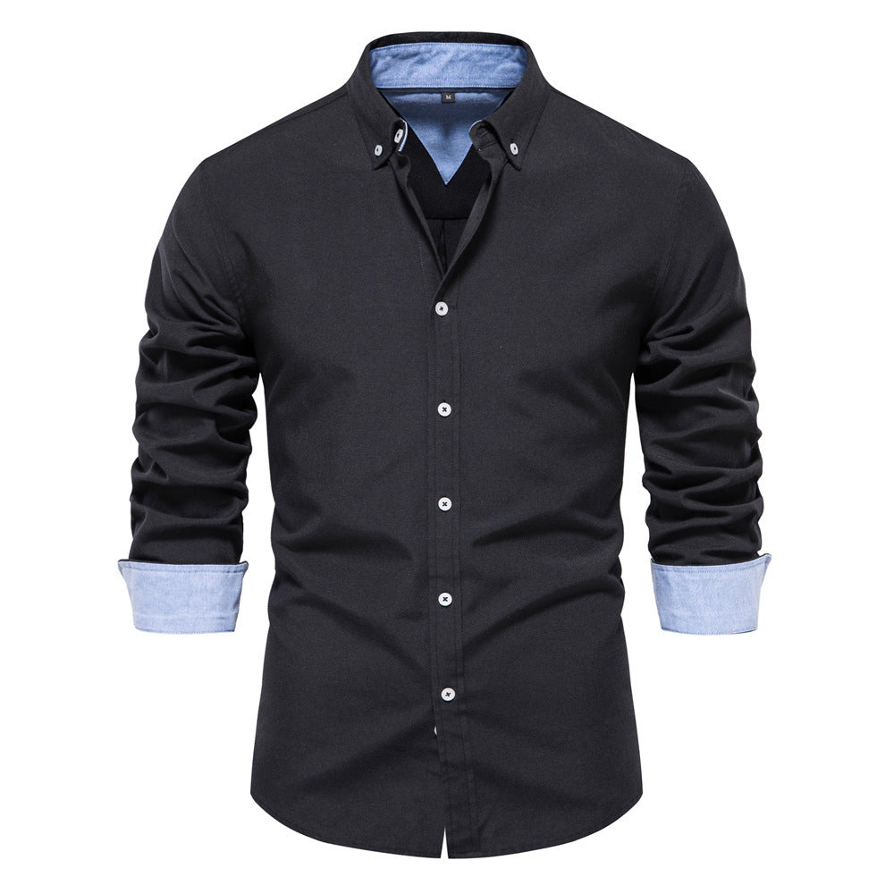 Men's elegant long-sleeve shirt made of Oxford fabric with a Kent collar and cuffed sleeves Mune Fashion