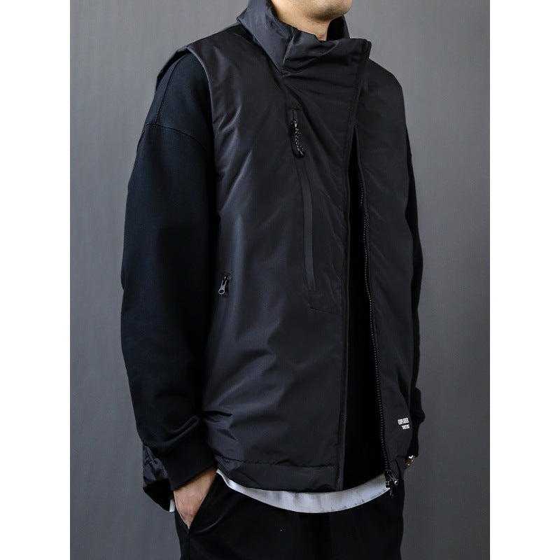Men's Padded Outdoor Quilted Vest with High Standing Collar Mune Fashion