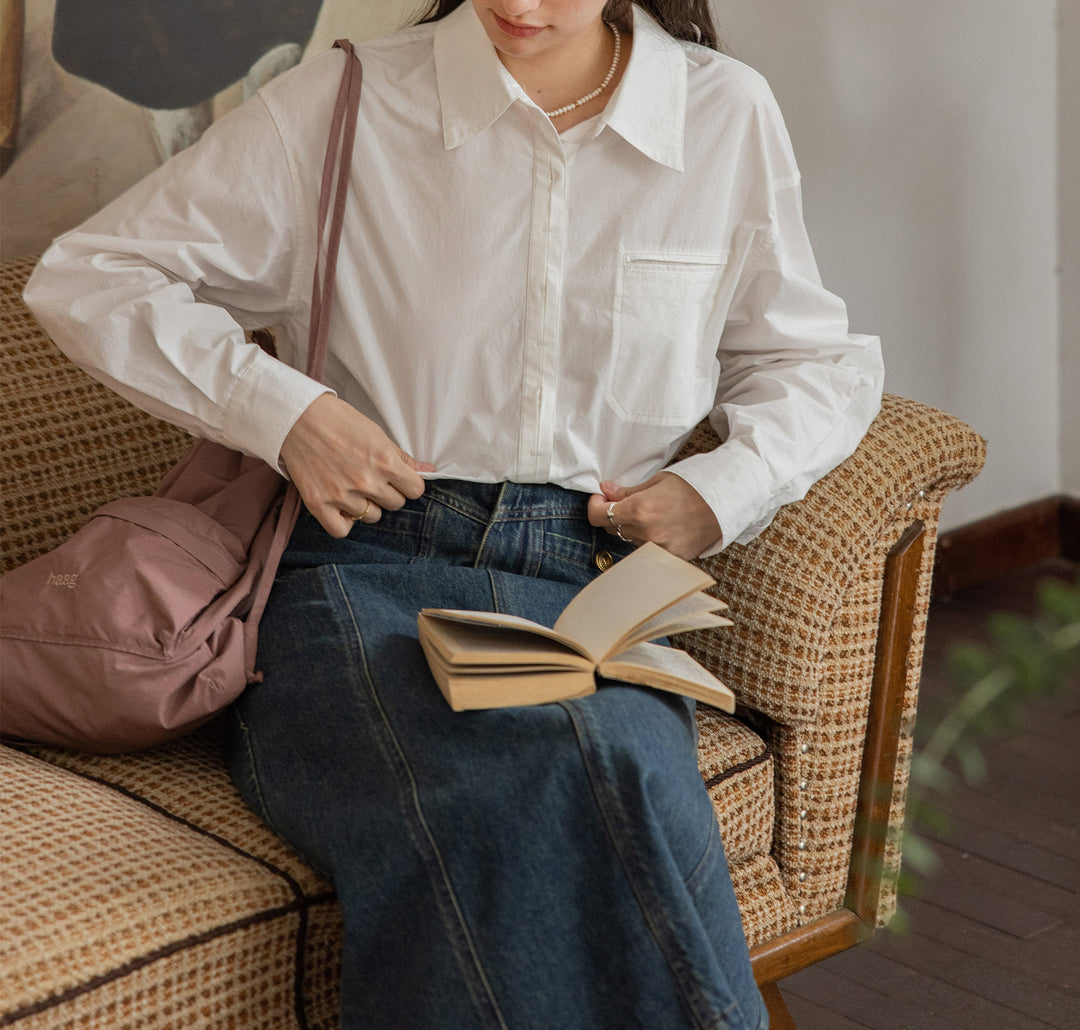 Women's Oversized Shirt Blouse with Chest Pocket Mune Fashion