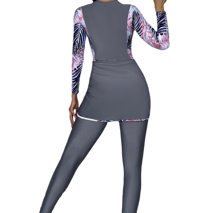 Women's sporty long sleeve swimsuit with zipper Mune Fashion