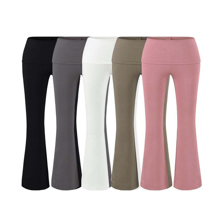 Women's High Waist Flared Pants with Stretch Jersey Waistband Mune Fashion