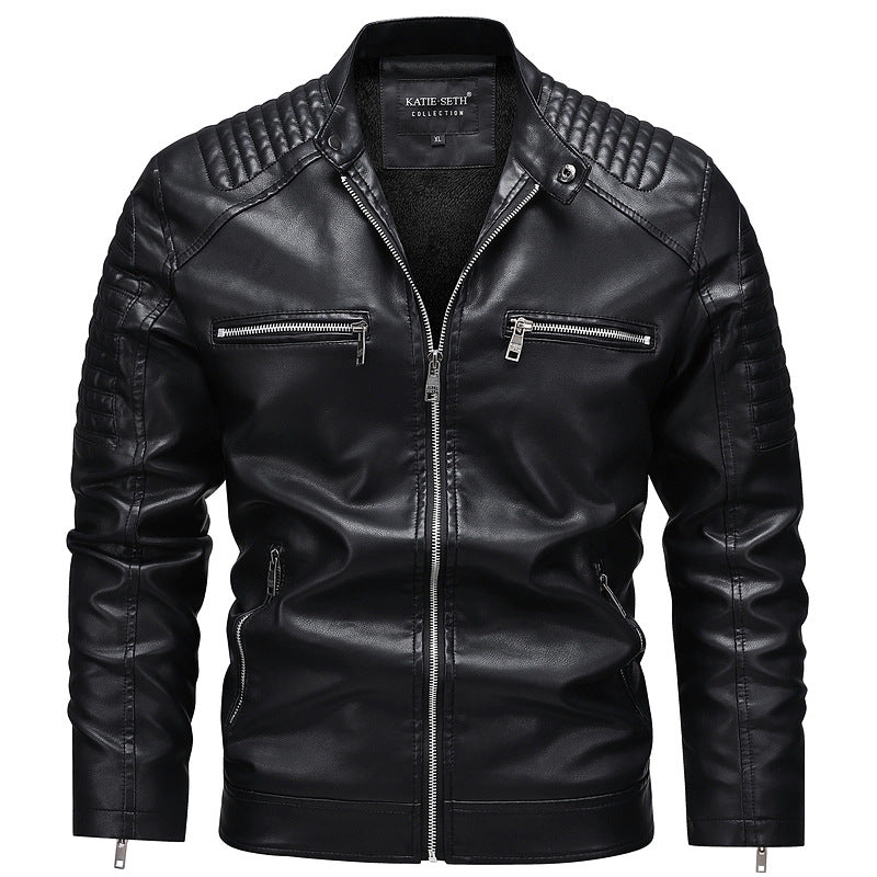 Men's Fashion Faux Leather Jacket with Zipper and Textured Accents Mune Fashion