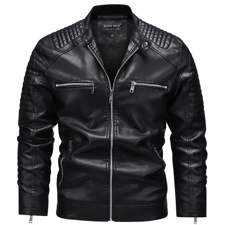 Men's Fashion Faux Leather Jacket with Zipper and Textured Accents Mune Fashion