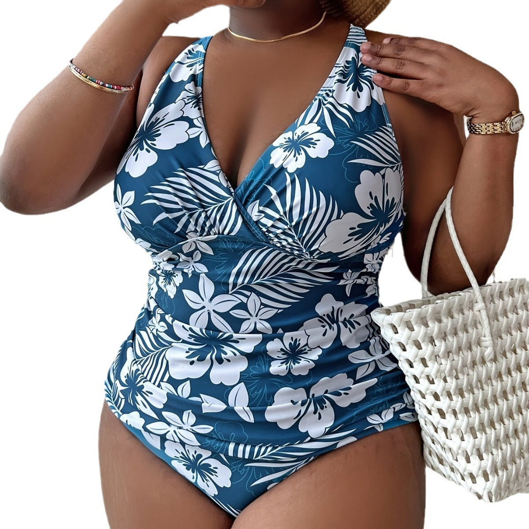Women's Sporty Swimsuit with Floral Wrap Design Mune Fashion