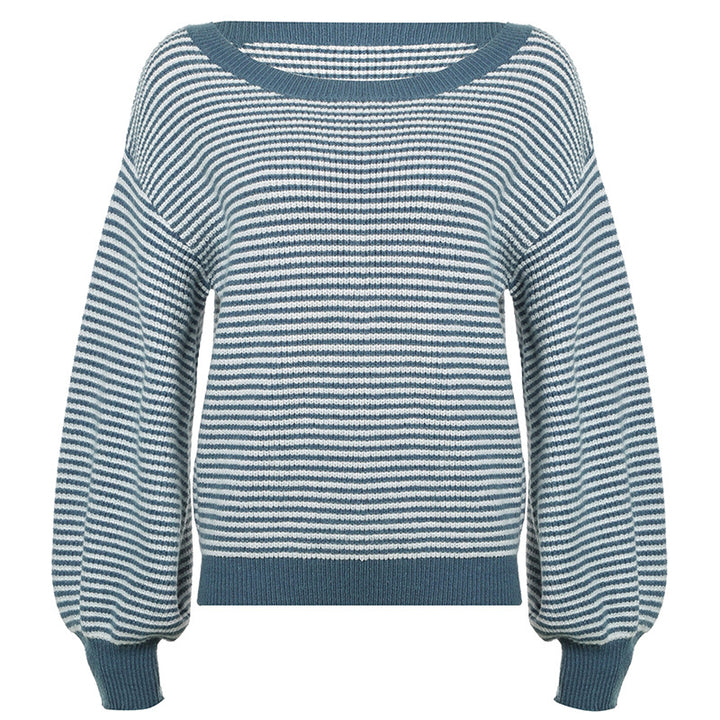 Women's fine knit sweater with wide boat neckline, flared sleeves, and intarsia flower motif Mune Fashion