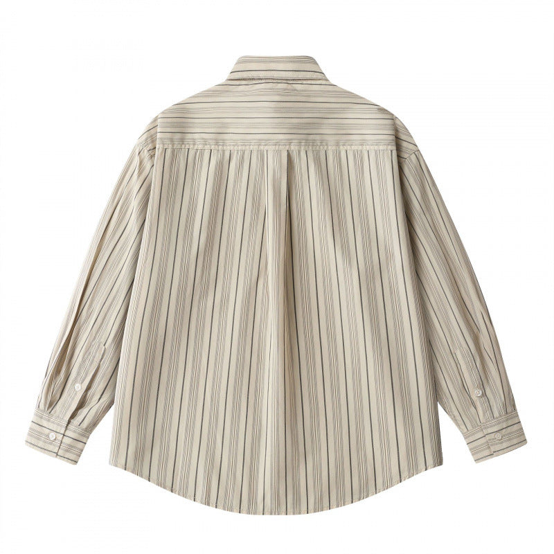 Unisex Oversize-Longsleeve Shirt in boxy cut with fine vertical structure and chest pocket Mune Fashion