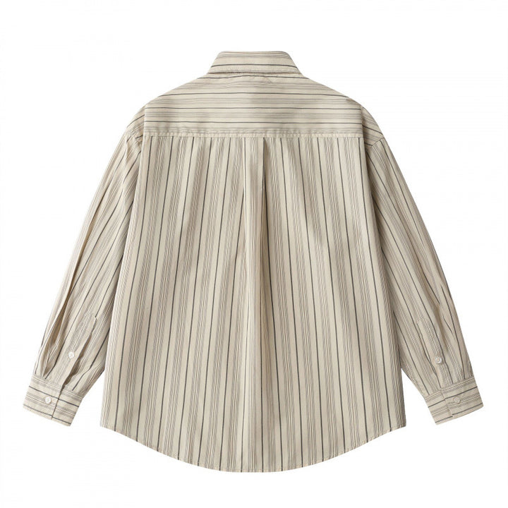 Unisex Oversize-Longsleeve Shirt in boxy cut with fine vertical structure and chest pocket Mune Fashion