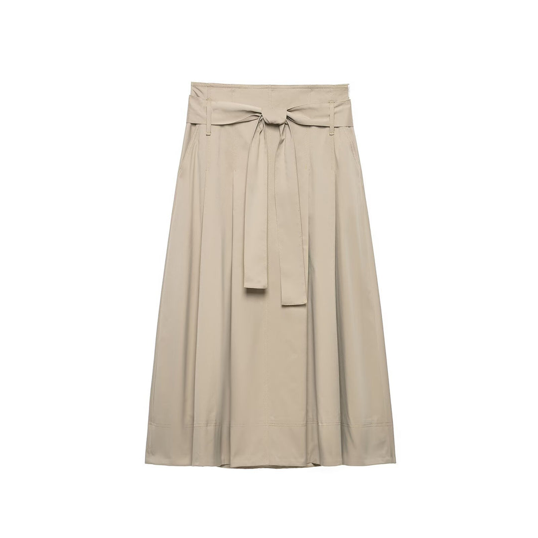 Ladies Tailored Midi Skirt with Ties and Darts Mune Fashion