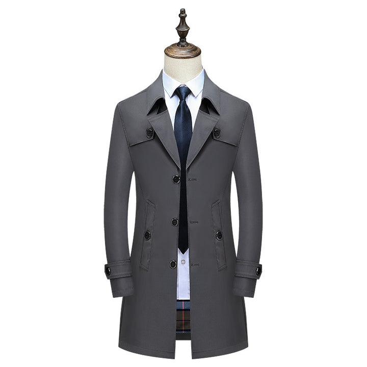 Men's Classic Trench Coat with Checked Lining and Weather Protection Mune Fashion