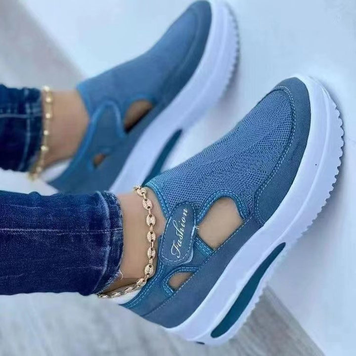 Women's breathable knitted sneakers with Velcro, cut-outs, and platform air sole Mune Fashion