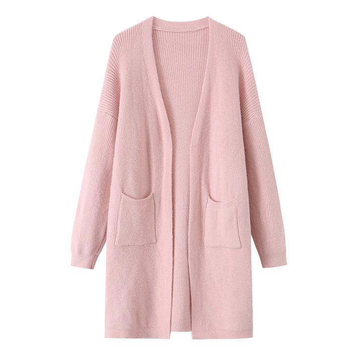 Ladies Longline Knit Cardigan with Patch Pockets Mune Fashion