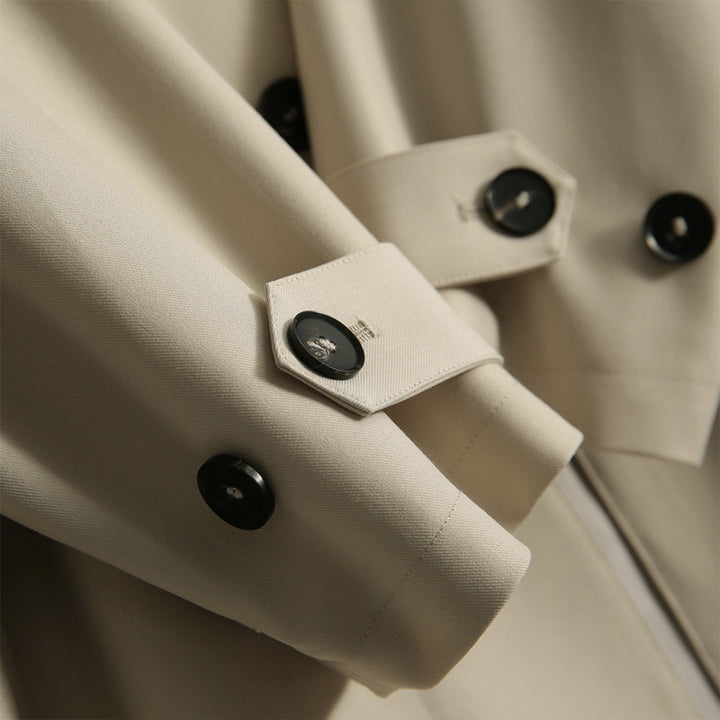 Ladies Fashion Trench Coat with Waist Belt and Chic Design Mune Fashion