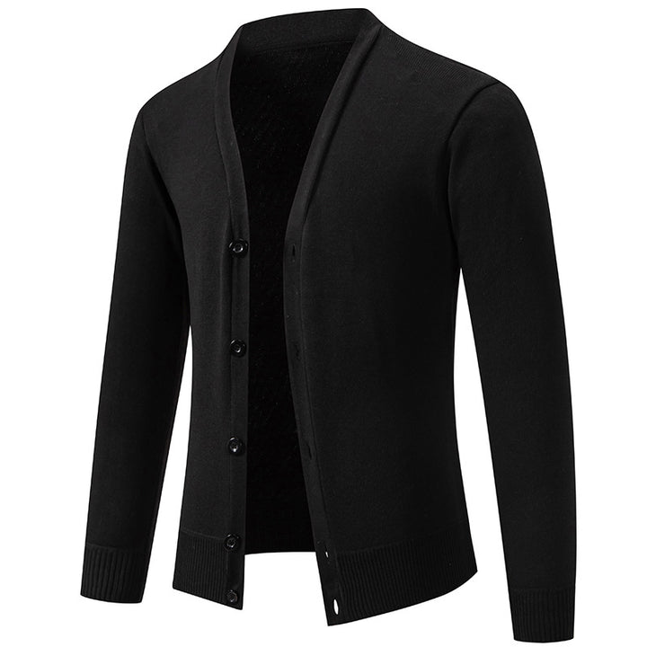 Men's lightweight fine knit cardigan with V-neck, concealed button placket and elastic ribbed cuffs Mune Fashion